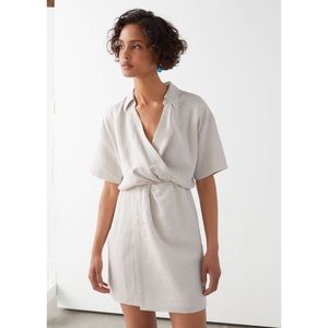 & Other Stories Twisted Waist Twill Mini Dress